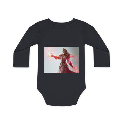 Crimson Elemental Majesty - Baby Long-Sleeve Organic Bodysuit - Globera