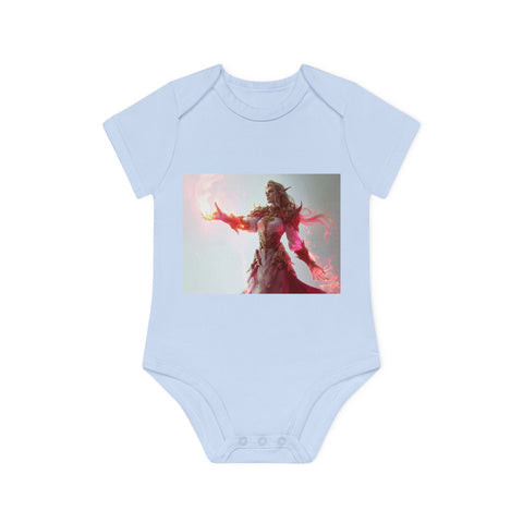 Crimson Elemental Majesty - Baby Organic Short Sleeve Bodysuit - Globera
