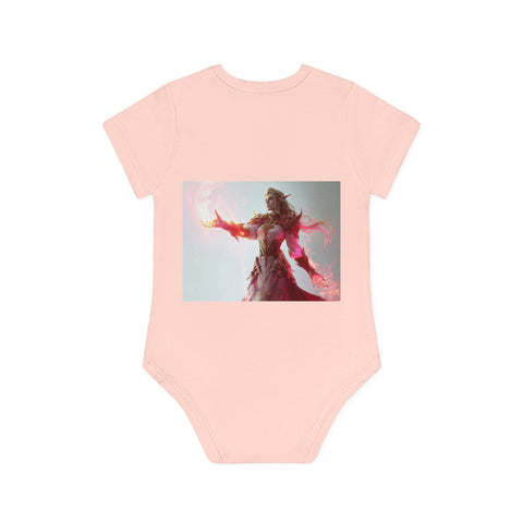 Crimson Elemental Majesty - Baby Organic Short Sleeve Bodysuit - Globera