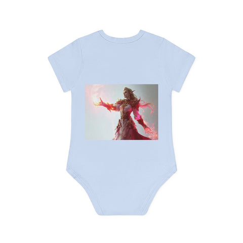 Crimson Elemental Majesty - Baby Organic Short Sleeve Bodysuit - Globera