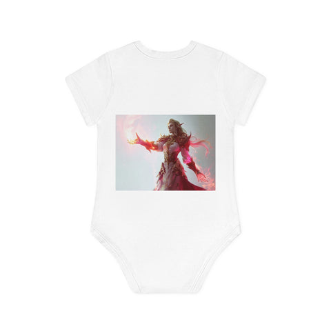 Crimson Elemental Majesty - Baby Organic Short Sleeve Bodysuit - Globera