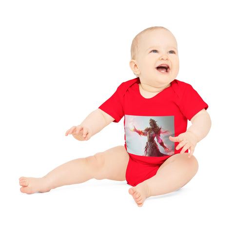 Crimson Elemental Majesty - Baby Organic Short Sleeve Bodysuit - Globera