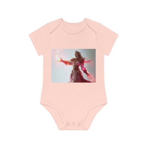 Crimson Elemental Majesty - Baby Organic Short Sleeve Bodysuit - Globera