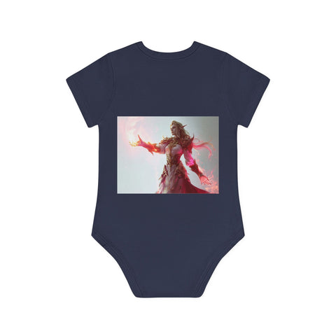 Crimson Elemental Majesty - Baby Organic Short Sleeve Bodysuit - Globera