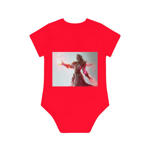 Crimson Elemental Majesty - Baby Organic Short Sleeve Bodysuit - Globera
