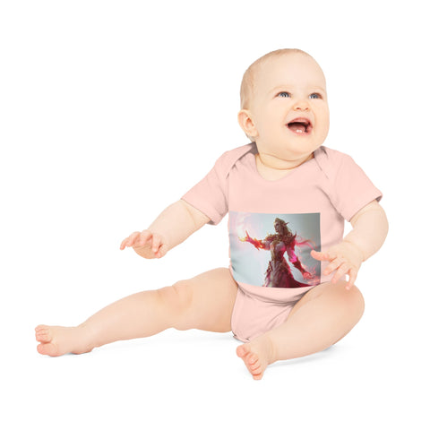 Crimson Elemental Majesty - Baby Organic Short Sleeve Bodysuit - Globera