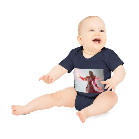 Crimson Elemental Majesty - Baby Organic Short Sleeve Bodysuit - Globera