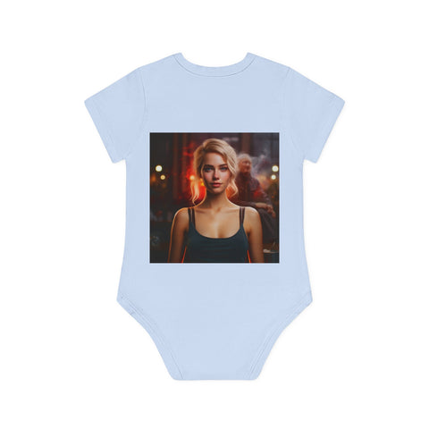 Introspective City Dusk - Baby Organic Short Sleeve Bodysuit - Globera