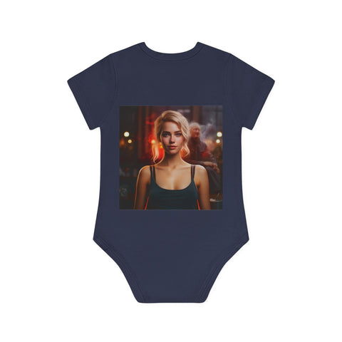 Introspective City Dusk - Baby Organic Short Sleeve Bodysuit - Globera