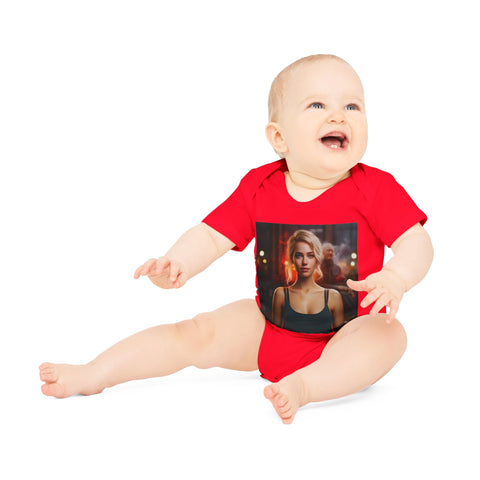 Introspective City Dusk - Baby Organic Short Sleeve Bodysuit - Globera