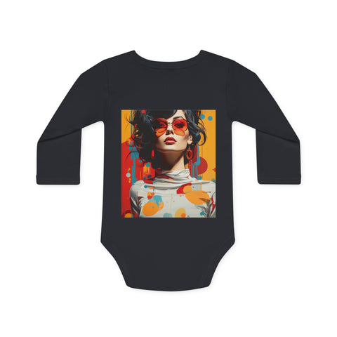 Vibrant Urban Elegance - Baby Long-Sleeve Organic Bodysuit - Globera