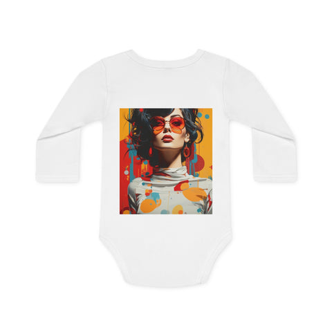 Vibrant Urban Elegance - Baby Long-Sleeve Organic Bodysuit - Globera