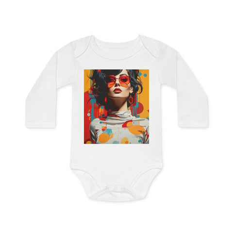 Vibrant Urban Elegance - Baby Long-Sleeve Organic Bodysuit - Globera