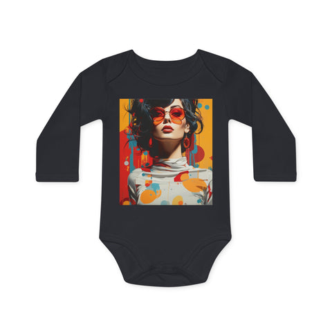 Vibrant Urban Elegance - Baby Long-Sleeve Organic Bodysuit - Globera
