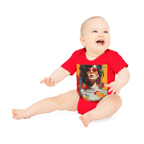 Vibrant Urban Elegance - Baby Organic Short Sleeve Bodysuit - Globera