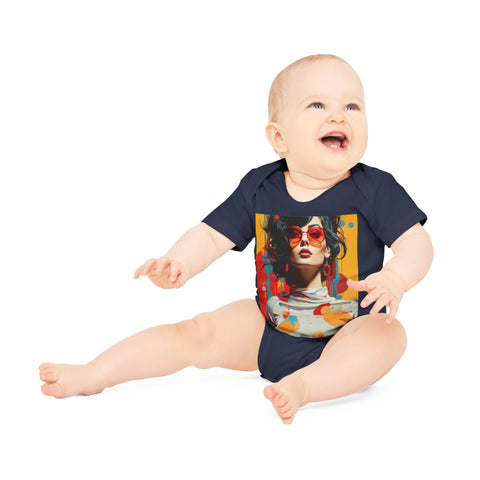 Vibrant Urban Elegance - Baby Organic Short Sleeve Bodysuit - Globera