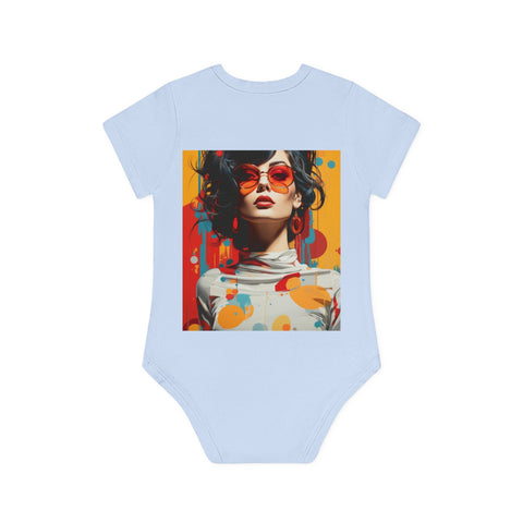 Vibrant Urban Elegance - Baby Organic Short Sleeve Bodysuit - Globera
