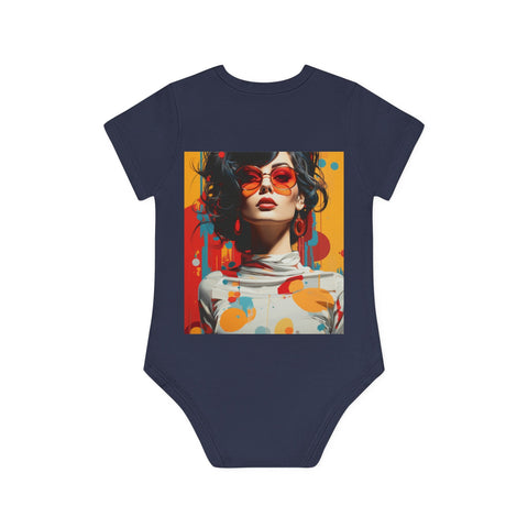 Vibrant Urban Elegance - Baby Organic Short Sleeve Bodysuit - Globera