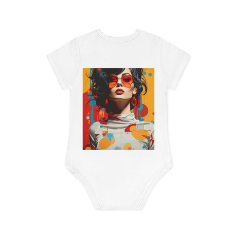 Vibrant Urban Elegance - Baby Organic Short Sleeve Bodysuit - Globera
