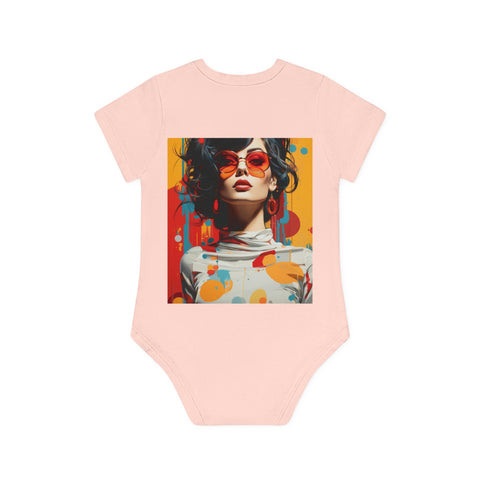 Vibrant Urban Elegance - Baby Organic Short Sleeve Bodysuit - Globera