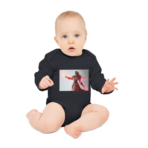 Crimson Elemental Majesty - Baby Long-Sleeve Organic Bodysuit - Globera