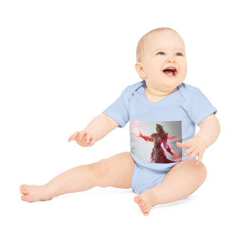 Crimson Elemental Majesty - Baby Organic Short Sleeve Bodysuit - Globera