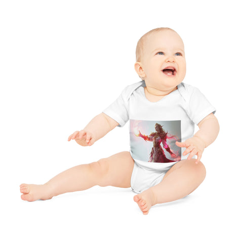 Crimson Elemental Majesty - Baby Organic Short Sleeve Bodysuit - Globera