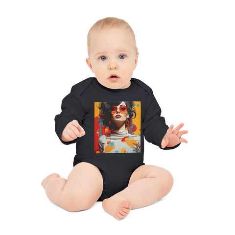 Vibrant Urban Elegance - Baby Long-Sleeve Organic Bodysuit - Globera