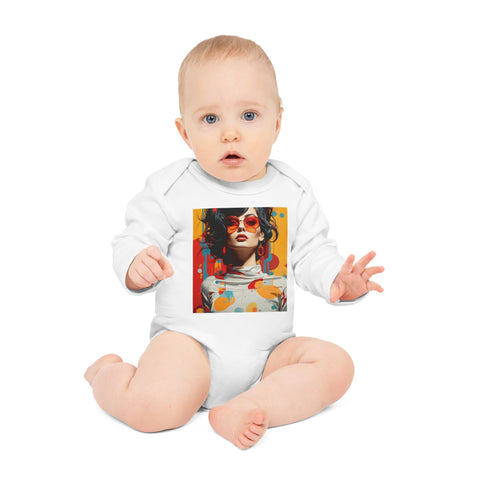 Vibrant Urban Elegance - Baby Long-Sleeve Organic Bodysuit - Globera