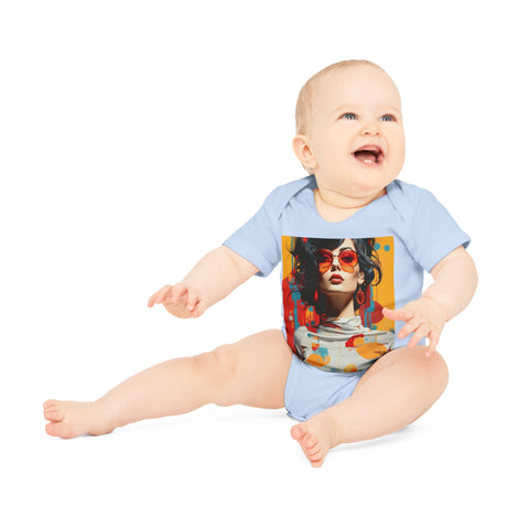 Vibrant Urban Elegance - Baby Organic Short Sleeve Bodysuit - Globera
