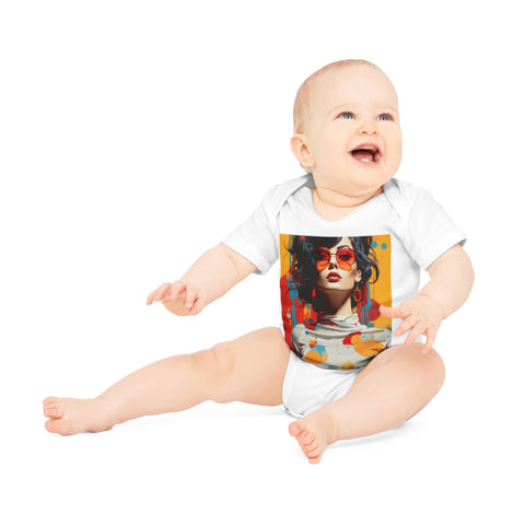 Vibrant Urban Elegance - Baby Organic Short Sleeve Bodysuit - Globera